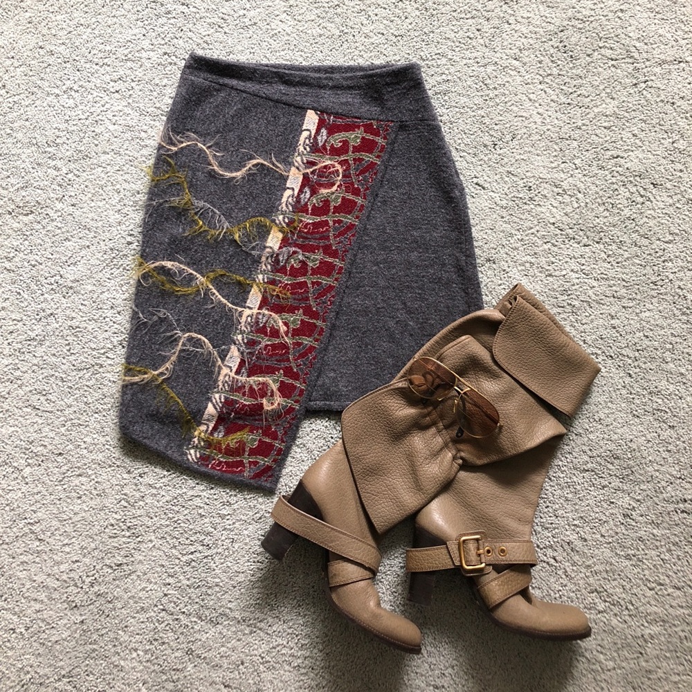 KENZO vintage grey wool single pleat skirt sz.8